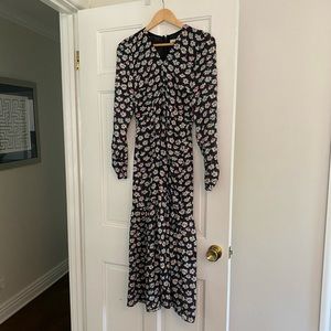 Ruched midi dress in floral pattern